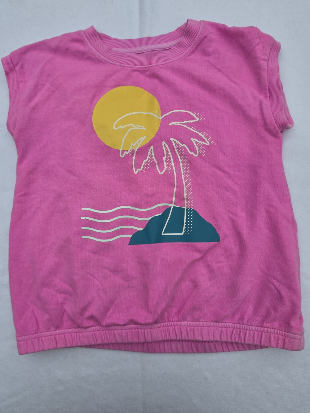 Cat & Jack Hot Pink Palm Sunset Tank with Yellow Sun